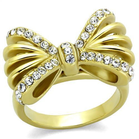 TK2128 - Stainless Steel Ring IP Gold(Ion Plating) Women Top Grade Crystal Clear