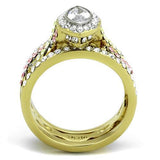 TK2129 - Stainless Steel Ring Two-Tone IP Gold (Ion Plating) Women AAA Grade CZ Clear