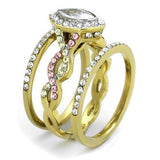 TK2129 - Stainless Steel Ring Two-Tone IP Gold (Ion Plating) Women AAA Grade CZ Clear