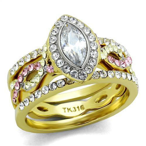 TK2129 - Stainless Steel Ring Two-Tone IP Gold (Ion Plating) Women AAA Grade CZ Clear