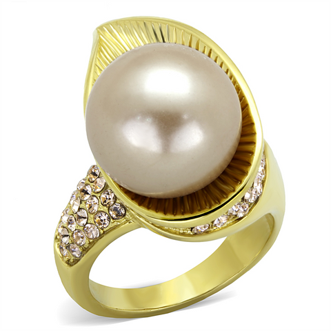 TK2131 - Stainless Steel Ring IP Gold(Ion Plating) Women Synthetic Champagne