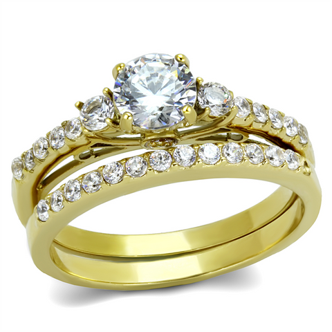 TK2133 - Stainless Steel Ring IP Gold(Ion Plating) Women AAA Grade CZ Clear