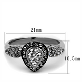 TK2136 - Stainless Steel Ring Two-Tone IP Black Women Top Grade Crystal Black Diamond