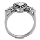 TK2136 - Stainless Steel Ring Two-Tone IP Black Women Top Grade Crystal Black Diamond