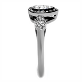 TK2136 - Stainless Steel Ring Two-Tone IP Black Women Top Grade Crystal Black Diamond