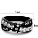 TK2139 - Stainless Steel Ring IP Black(Ion Plating) Women AAA Grade CZ Clear