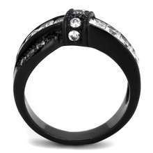 TK2139 - Stainless Steel Ring IP Black(Ion Plating) Women AAA Grade CZ Clear