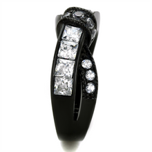 TK2139 - Stainless Steel Ring IP Black(Ion Plating) Women AAA Grade CZ Clear