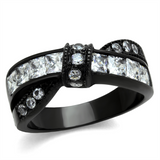 TK2139 - Stainless Steel Ring IP Black(Ion Plating) Women AAA Grade CZ Clear