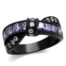 TK2140 - Stainless Steel Ring IP Black(Ion Plating) Women AAA Grade CZ Amethyst