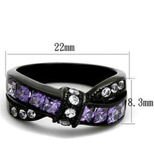 TK2140 - Stainless Steel Ring IP Black(Ion Plating) Women AAA Grade CZ Amethyst