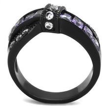 TK2140 - Stainless Steel Ring IP Black(Ion Plating) Women AAA Grade CZ Amethyst