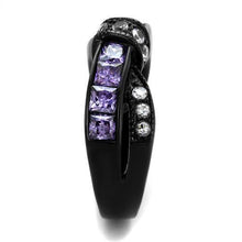 TK2140 - Stainless Steel Ring IP Black(Ion Plating) Women AAA Grade CZ Amethyst