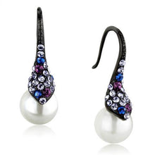 TK2145 - Stainless Steel Earrings IP Black(Ion Plating) Women Synthetic White