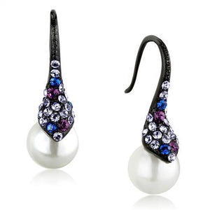 TK2145 - Stainless Steel Earrings IP Black(Ion Plating) Women Synthetic White