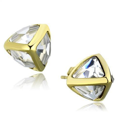 TK2148 - Stainless Steel Earrings IP Gold(Ion Plating) Women Synthetic Clear