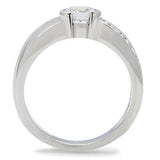 TK214 - Stainless Steel Ring High polished (no plating) Women AAA Grade CZ Clear