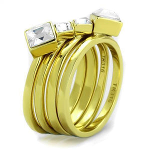 TK2158 - Stainless Steel Ring IP Gold(Ion Plating) Women Top Grade Crystal Clear