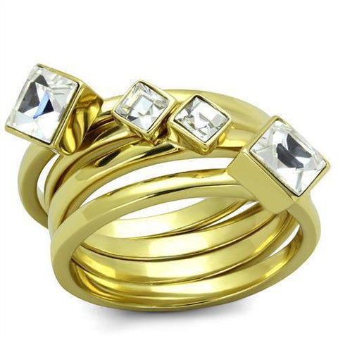 TK2158 - Stainless Steel Ring IP Gold(Ion Plating) Women Top Grade Crystal Clear