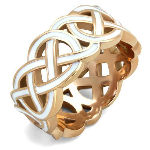TK2159 - Stainless Steel Ring IP Rose Gold(Ion Plating) Women Epoxy White