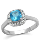 TK2161 - Stainless Steel Ring High polished (no plating) Women Synthetic Sea Blue