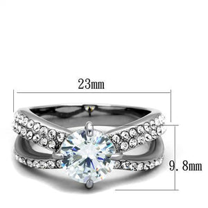 TK2165 - Stainless Steel Ring High polished (no plating) Women AAA Grade CZ Clear