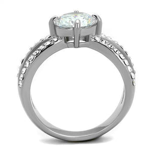 TK2165 - Stainless Steel Ring High polished (no plating) Women AAA Grade CZ Clear
