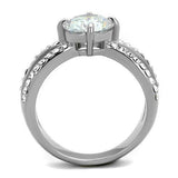 TK2165 - Stainless Steel Ring High polished (no plating) Women AAA Grade CZ Clear