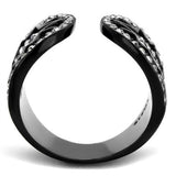 TK2166 - Stainless Steel Ring IP Black(Ion Plating) Women Top Grade Crystal Black Diamond