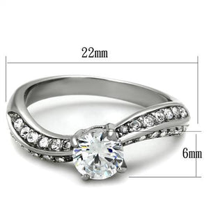 TK2171 - Stainless Steel Ring High polished (no plating) Women AAA Grade CZ Clear