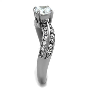 TK2171 - Stainless Steel Ring High polished (no plating) Women AAA Grade CZ Clear