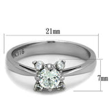 TK2172 - Stainless Steel Ring High polished (no plating) Women AAA Grade CZ Clear