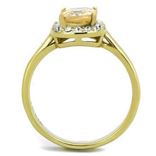 TK2173 - Stainless Steel Ring IP Gold(Ion Plating) Women AAA Grade CZ Champagne