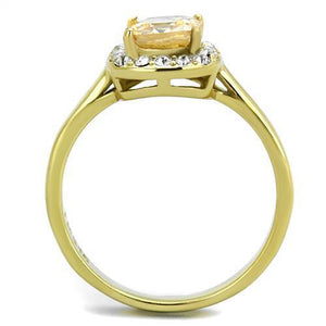 TK2173 - Stainless Steel Ring IP Gold(Ion Plating) Women AAA Grade CZ Champagne