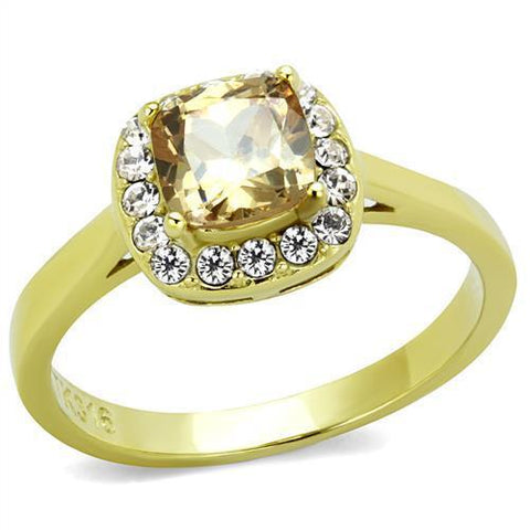 TK2173 - Stainless Steel Ring IP Gold(Ion Plating) Women AAA Grade CZ Champagne