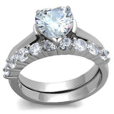 TK2176 - Stainless Steel Ring High polished (no plating) Women AAA Grade CZ Clear