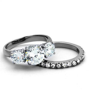 TK2177 - Stainless Steel Ring High polished (no plating) Women AAA Grade CZ Clear