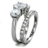 TK2177 - Stainless Steel Ring High polished (no plating) Women AAA Grade CZ Clear