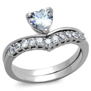 TK2178 - Stainless Steel Ring High polished (no plating) Women AAA Grade CZ Clear