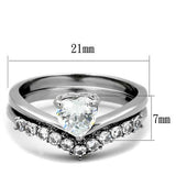 TK2178 - Stainless Steel Ring High polished (no plating) Women AAA Grade CZ Clear