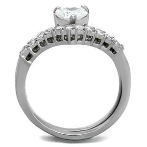 TK2178 - Stainless Steel Ring High polished (no plating) Women AAA Grade CZ Clear