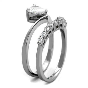 TK2178 - Stainless Steel Ring High polished (no plating) Women AAA Grade CZ Clear