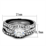 TK2180 - Stainless Steel Ring High polished (no plating) Women AAA Grade CZ Clear