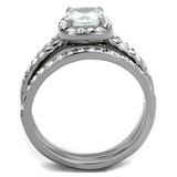 TK2180 - Stainless Steel Ring High polished (no plating) Women AAA Grade CZ Clear