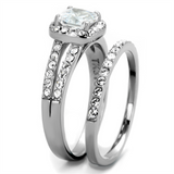 TK2180 - Stainless Steel Ring High polished (no plating) Women AAA Grade CZ Clear