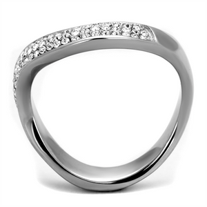 TK2181 - Stainless Steel Ring High polished (no plating) Women Top Grade Crystal Clear