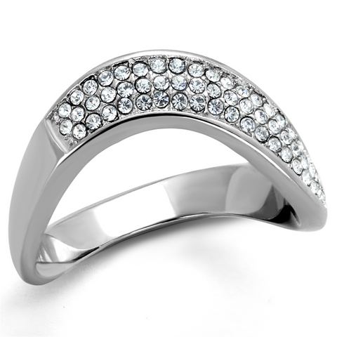 TK2181 - Stainless Steel Ring High polished (no plating) Women Top Grade Crystal Clear