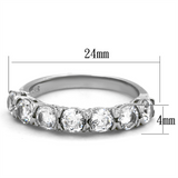 TK2182 - Stainless Steel Ring High polished (no plating) Women AAA Grade CZ Clear