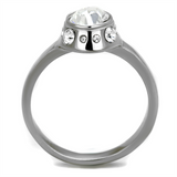 TK2183 - Stainless Steel Ring High polished (no plating) Women Top Grade Crystal Clear