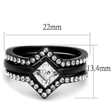 TK2185 - Stainless Steel Ring IP Black(Ion Plating) Women Top Grade Crystal Clear